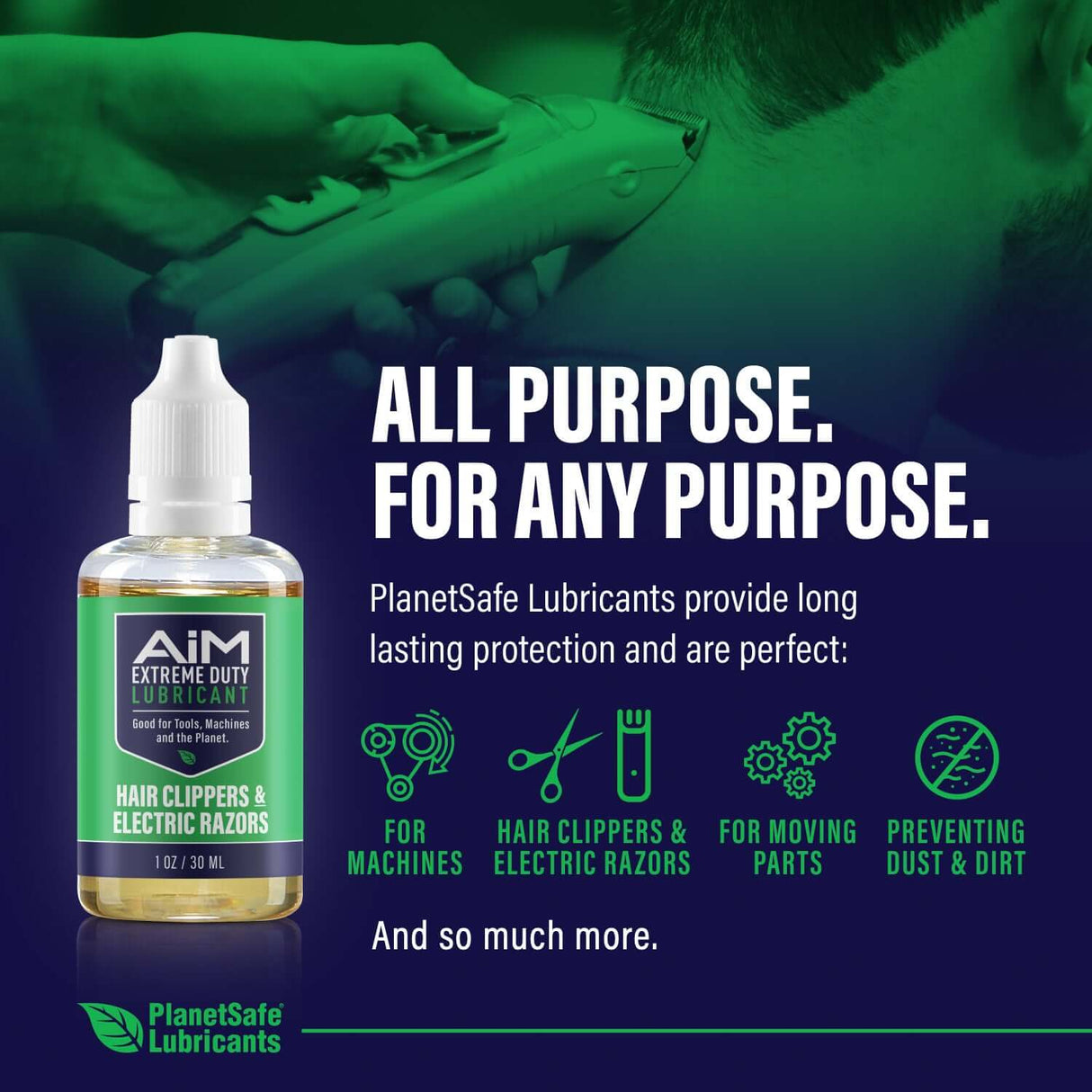 AiM Hair Clippers & Electric Razors Lubricant (Specialty, 1 oz) bottle with all-purpose blade oil protection for clippers and razors