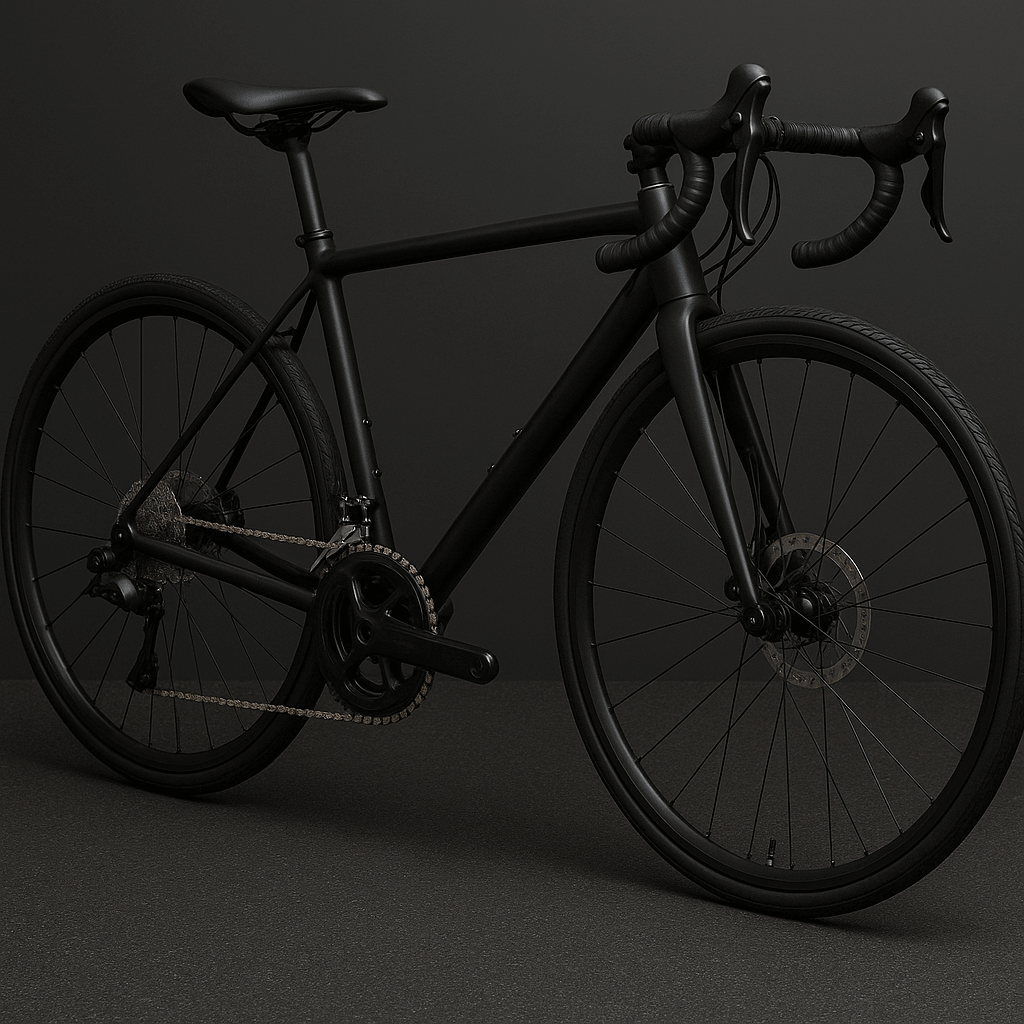 Black road bike emphasizing How to Lubricate Bikes & Chains for optimal performance and longevity on dark background