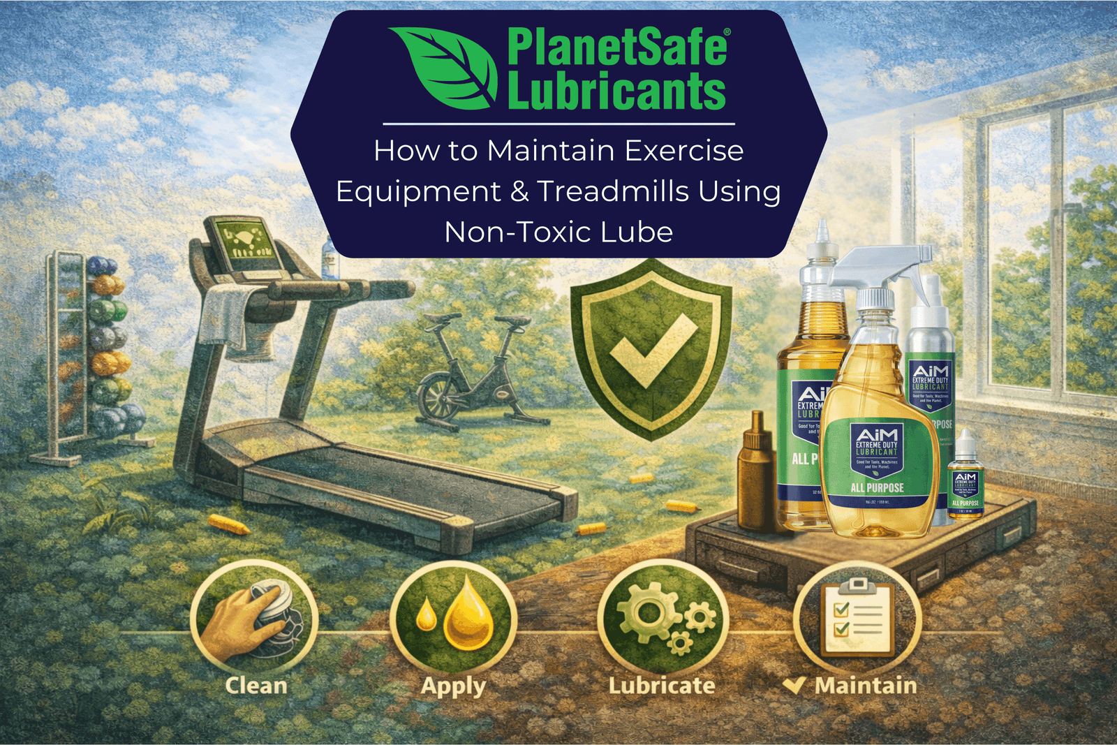 How to Maintain Exercise Equipment & Treadmills Using Non-Toxic Lube with PlanetSafe AiM Extreme Duty Lubricant