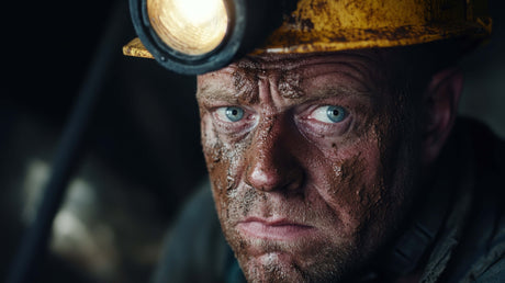 Revolutionize Your Maintenance Routine with PlanetSafe Grime-Removing Lubricants - Miner with Muddy Face and Headlamp