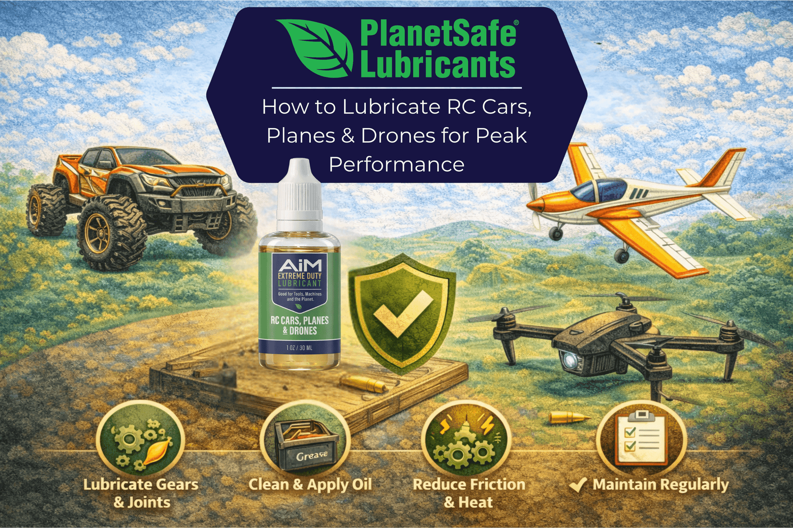How to Lubricate RC Cars, Planes & Drones for Peak Performance with AiM Extreme Duty Lubricant from PlanetSafe Lubricants