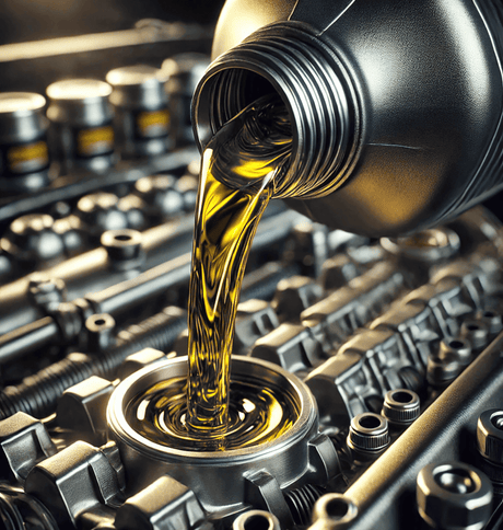 The Hidden Dangers of Traditional Lubricants: Why Non-Toxic Solutions Matter, showing lubricant pouring over engine parts.