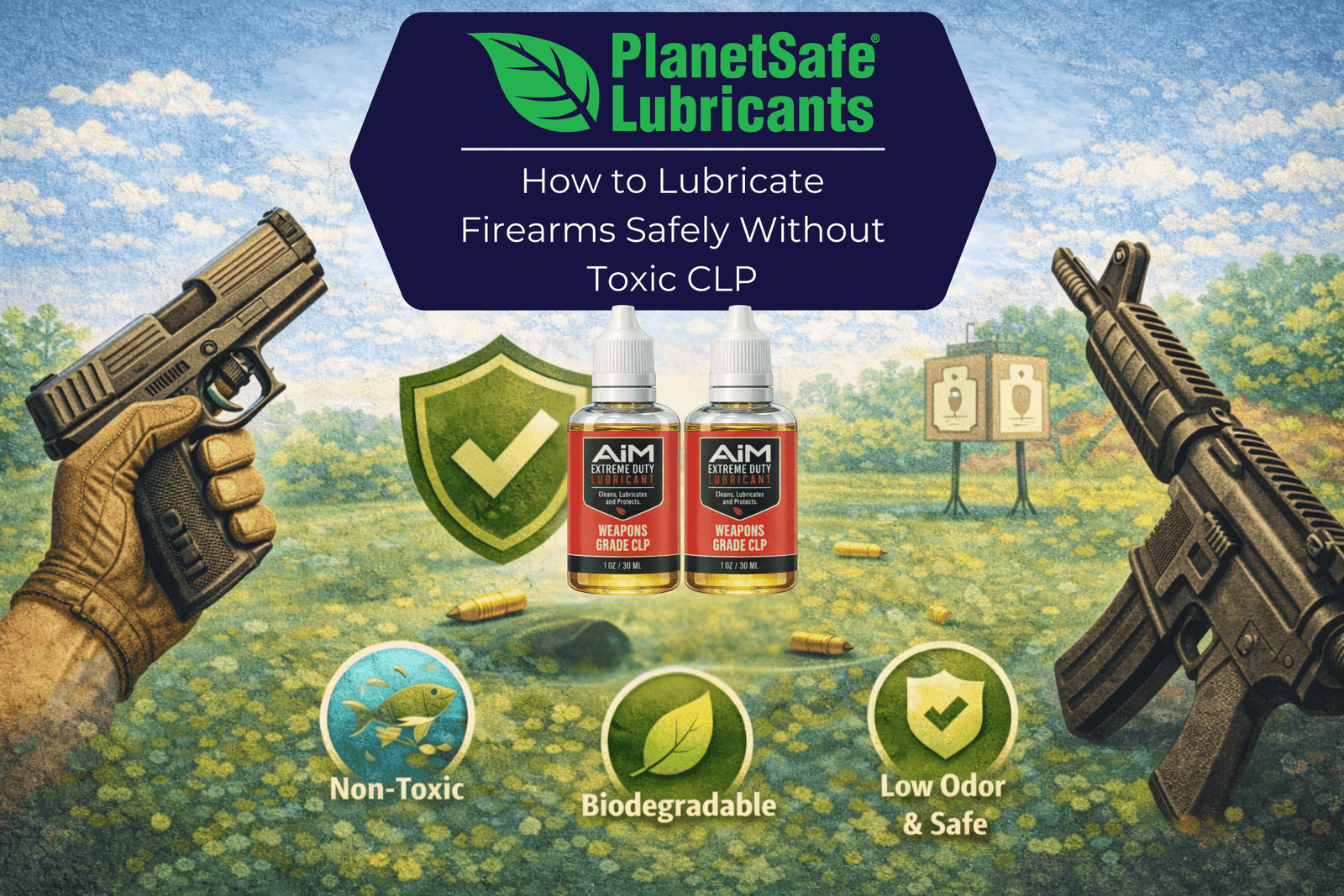 AiM Extreme Duty Lubricant used to lubricate firearms safely without toxic CLP