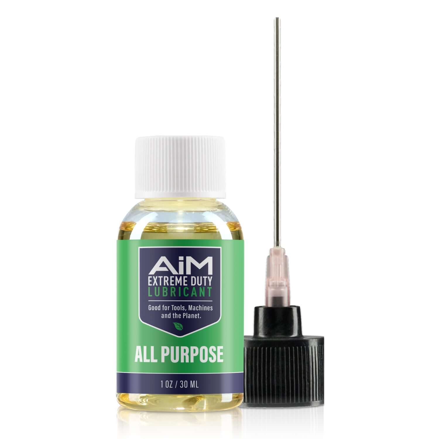 AiM All Purpose Extreme Duty Lubricant (1oz) bottle with applicator, eco-friendly and non-toxic for rust prevention and equipment maintenance.