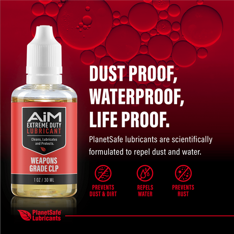 AiM Weapons Grade CLP Rifle Cleaner (2x1oz + 2 applicator bottles) - dustproof, waterproof, prevents rust, eco-friendly lubricant.