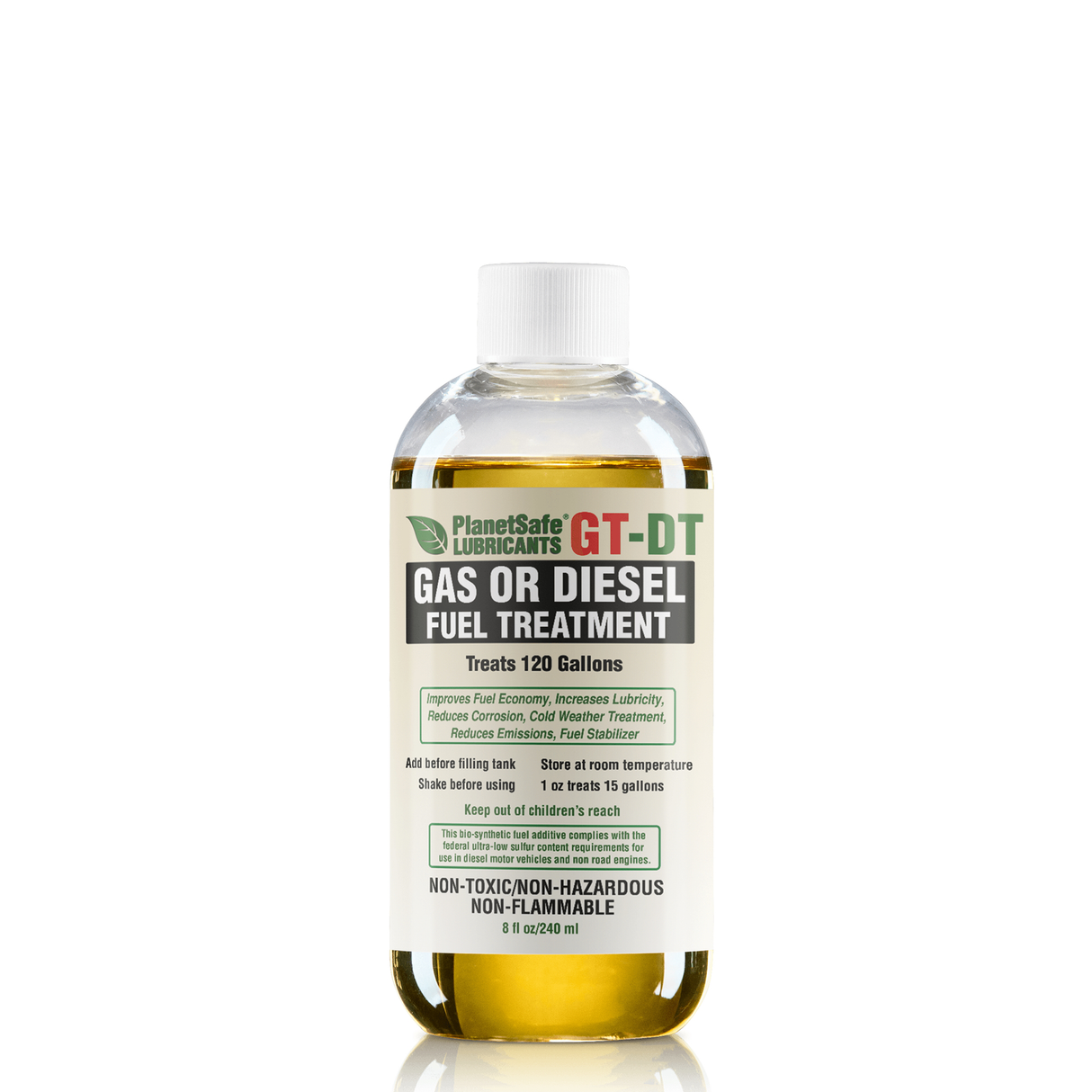 GT-DT Gas or Diesel Fuel Treatment Additive 8oz for improved engine performance and fuel efficiency