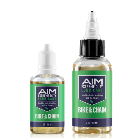 Alt Tag: AiM Bike & Chain Lubricant Bundle (1 oz precision & 2 oz yorker) bottles with needle tip and yorker tip for bike chain and cable lube