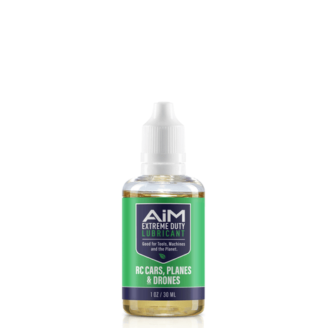 Alt Tag: AiM RC Cars, Planes & Drones Lubricant (Specialty, 1 oz) bottle for RC cars, planes and drones, safe for plastics, protects gears and bearings