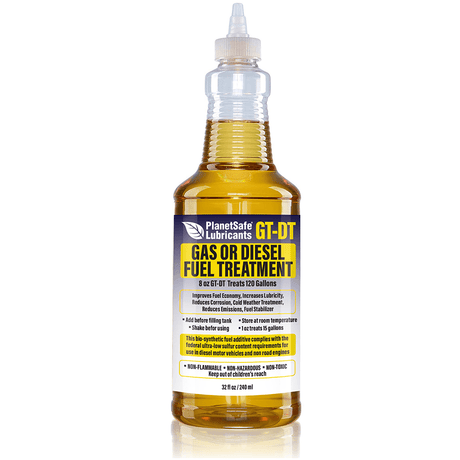 Alt Tag: GT-DT Gasoline or Diesel Fuel Treatment (Additive, 32 oz) bottle fuel additive cleans injectors, lubricates upper cylinders, stabilizes fuel