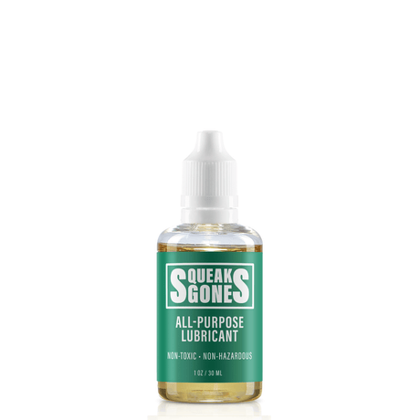 Alt Tag: SqueaksGone All-Purpose Lubricant (Specialty, 1 oz) bottle—silencer in a bottle to stop door hinge, ceiling fan, and cabinet latch squeaks fast
