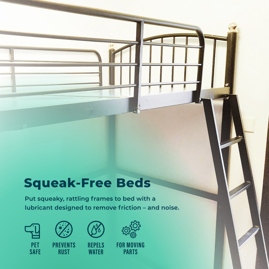 How to fix a squeaking metal bed. SqueaksGone the best squeaks remover. by PlanetSafe Lubricants