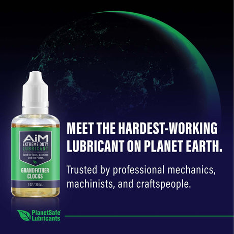Alt Tag: AiM Grandfather Clocks Lubricant (Specialty, 1 oz) needle-tip clock oil for deep movement plates, won’t gum brass gears