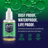 AiM Paper Shredder Lubricant 1 oz bottle preventing rust and repelling water, eco-friendly and non-toxic.