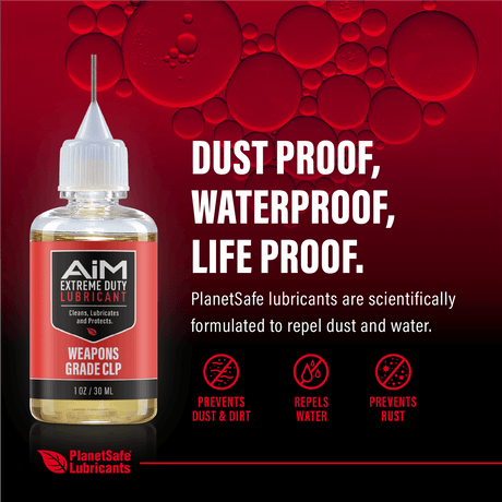 AiM Weapons Grade CLP (1oz + precision applicator) - Dust proof, waterproof, eco-friendly firearm lubricant, rust remover.