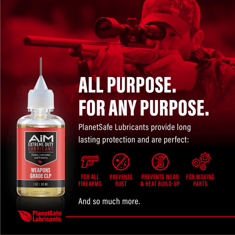 AiM Weapons Grade CLP (1oz + precision applicator) all-purpose lubricant for firearms protection and rust prevention.