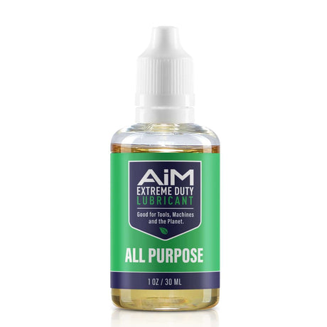 Alt Tag: AiM Extreme Duty all purpose lubricant 1oz bottle with precision needle tip for knife pivots and garage maintenance