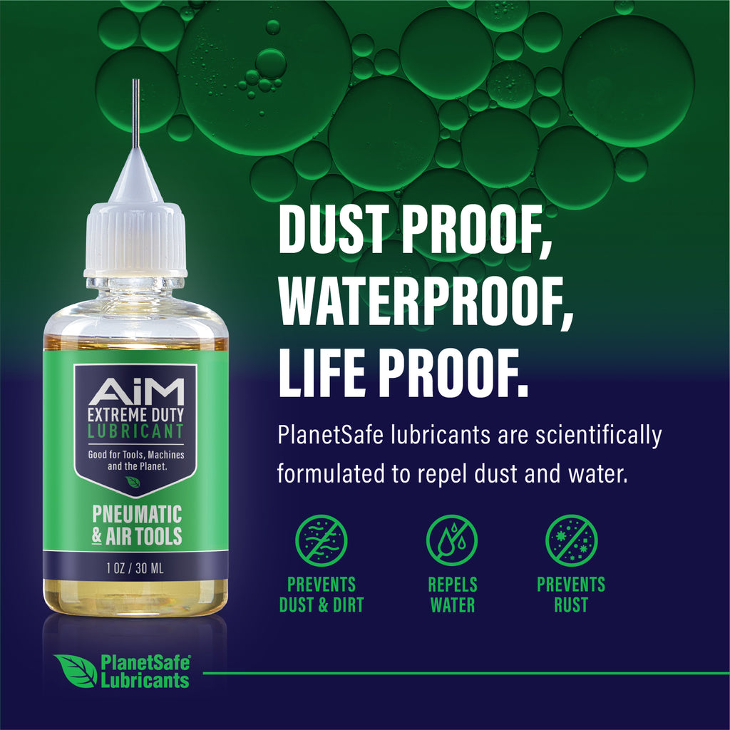 Pneumatic Tool and Air Tools Lubricant - PlanetSafe AIM Lubricating oil - what is the best lube for air tools - riveting gun safe odorless