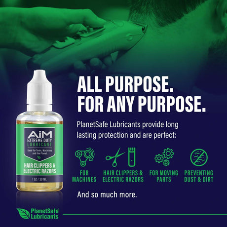 AiM Hair Clippers & Electric Razors Lubricant (Specialty, 1 oz) bottle with all-purpose blade oil protection for clippers and razors