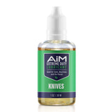 Alt Tag: AiM Knives Lubricant (Specialty, 1 oz) bottle for knife pivots, helps blades fall shut, protects from grit and lint, prevents corrosion