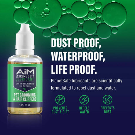 AiM Pet Clipper Lubricant (Specialty, 1oz) - professional non-toxic lubricant for animal clippers, rust prevention, eco-friendly formula.