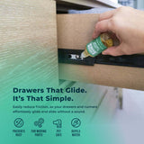 SqueaksGone All-Purpose Lubricant (Specialty, 1 oz) applied to drawer slide to reduce friction and stop squeaks